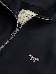 Синій - Superdry Signature Emb Half Zip Sweat Top - Image 7 of 7