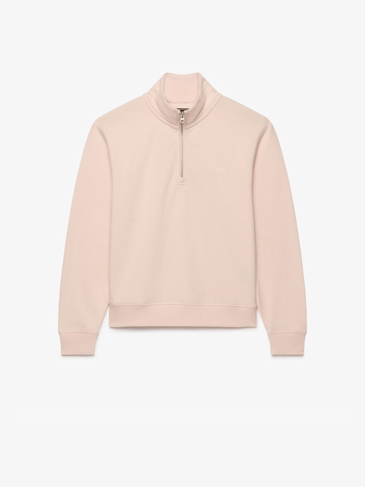 Superdry Pink Signature Emb Half Zip Sweat Top - Image 1 of 3