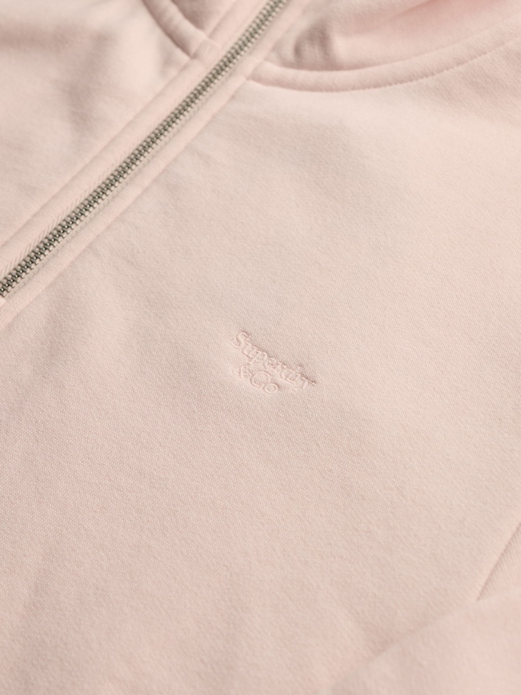 Superdry Pink Signature Emb Half Zip Sweat Top - Image 2 of 3