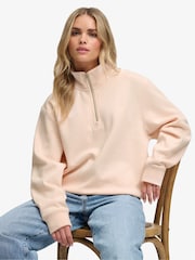 Superdry Pink Signature Emb Half Zip Sweat Top - Image 4 of 7