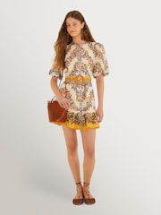 Farm Rio Yellow Hilo Stripes Sand Mini Dress - Image 1 of 4