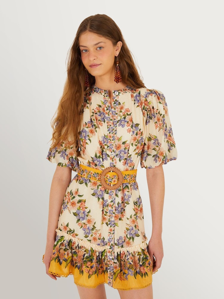 Farm Rio Yellow Hilo Stripes Sand Mini Dress - Image 2 of 4