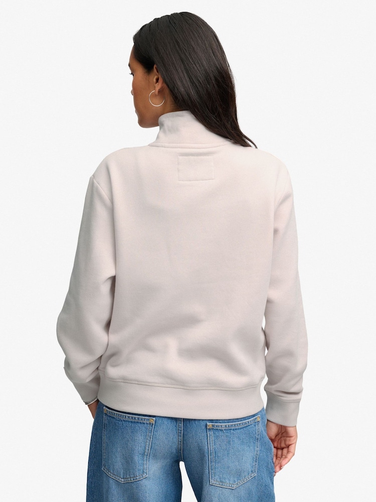 Superdry Cream Signature Emb Half Zip Sweat Top - Image 2 of 7