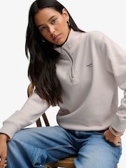 Superdry Cream Signature Emb Half Zip Sweat Top - Image 4 of 7