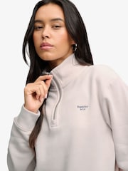 Superdry Cream Signature Emb Half Zip Sweat Top - Image 5 of 7