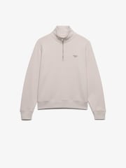 Superdry Cream Signature Emb Half Zip Sweat Top - Image 6 of 7