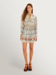 Farm Rio White Stitched Garden Mini Dress - Image 1 of 5