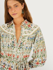 Farm Rio White Stitched Garden Mini Dress - Image 4 of 5