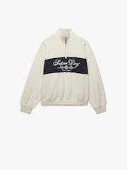 Superdry Cream Ornate Script Half Zip Sweat Top - Image 6 of 7