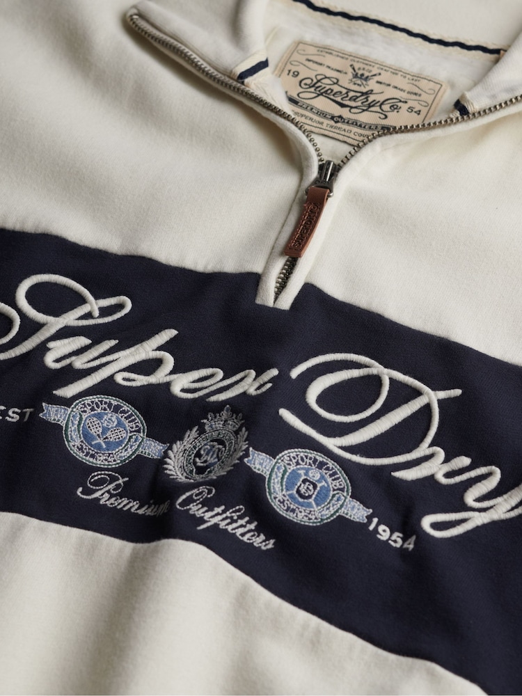 Superdry Cream Ornate Script Half Zip Sweat Top - Image 7 of 7