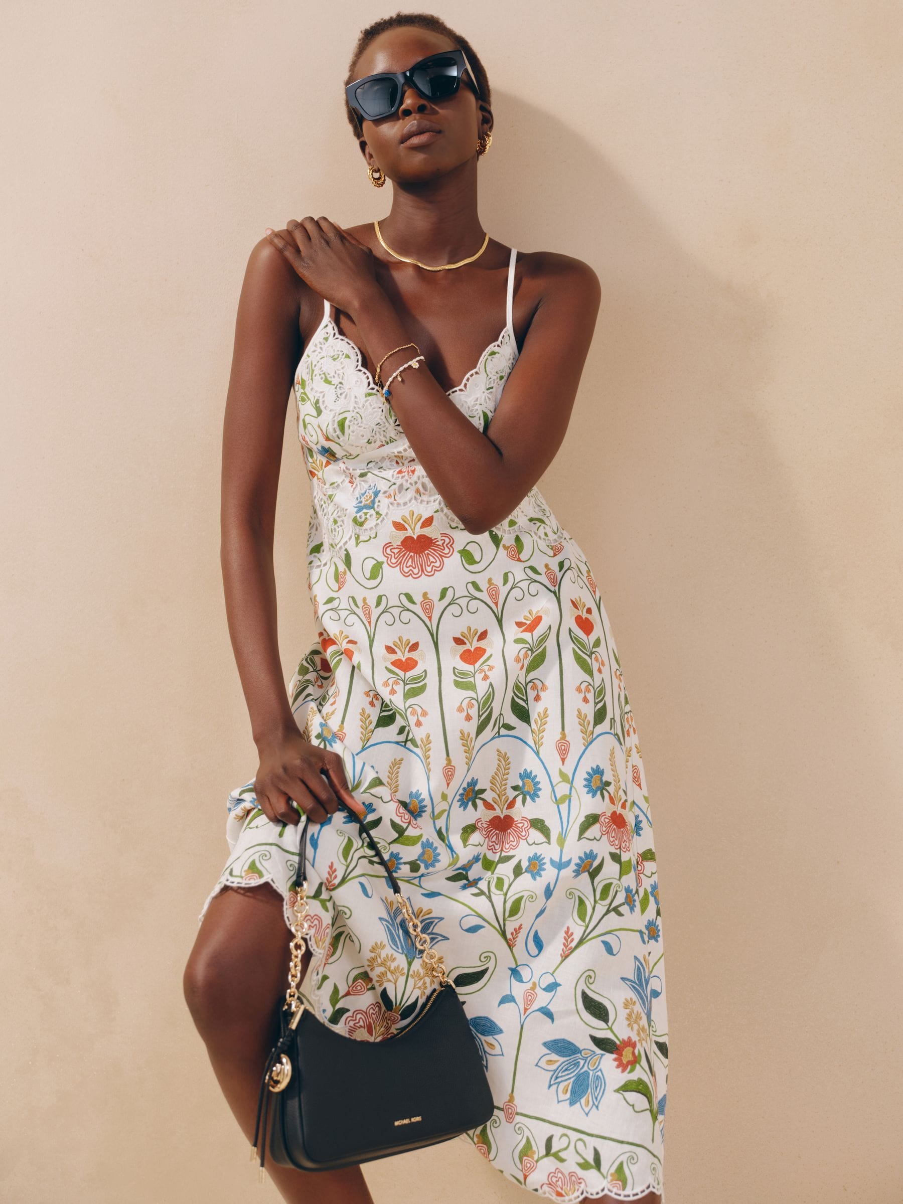 Buy Farm Rio Stitched Garden Off-White Midi Dress from Next USA