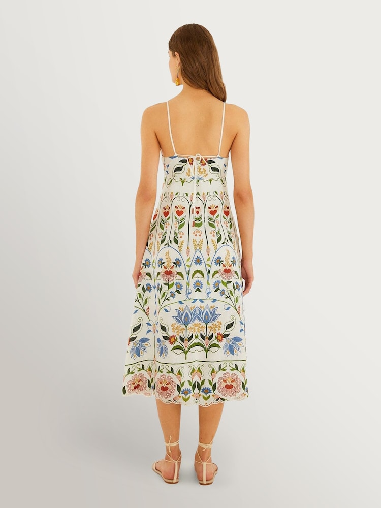 Farm Rio 缝制花园中长连衣裙 - 4的图像2｝