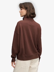 Superdry Brown Signature Embroided Oversized Sweat Top - Image 2 of 7
