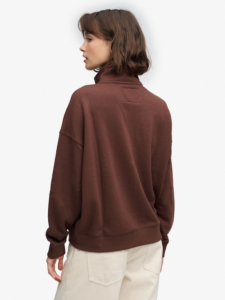 Superdry Brown Signature Embroided Oversized Sweat Top - Image 2 of 7