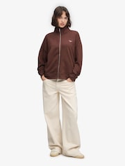 Superdry Brown Signature Embroided Oversized Sweat Top - Image 3 of 7