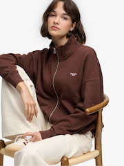 Superdry Brown Signature Embroided Oversized Sweat Top - Image 4 of 7