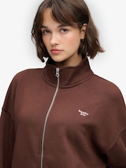 Superdry Brown Signature Embroided Oversized Sweat Top - Image 5 of 7