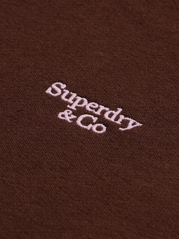 Superdry Brown Signature Embroided Oversized Sweat Top - Image 7 of 7