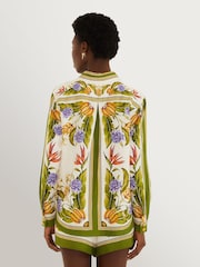 Farm Rio Green Tropical Scarf Sand Shirt - Image 3 of 5