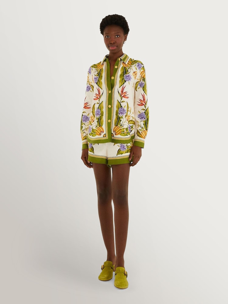 Farm Rio Green Tropical Scarf Sand Shirt - Image 5 of 5