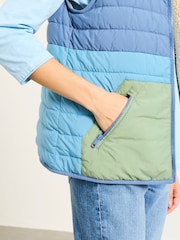 FatFace Luna Reversible Blue Colourblock Padded Borg Fleece Gilet - Image 5 of 9