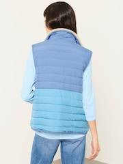 FatFace Luna Reversible Blue Colourblock Padded Borg Fleece Gilet - Image 6 of 9