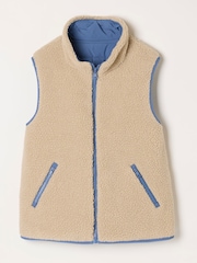 FatFace Luna Reversible Blue Colourblock Padded Borg Fleece Gilet - Image 9 of 9