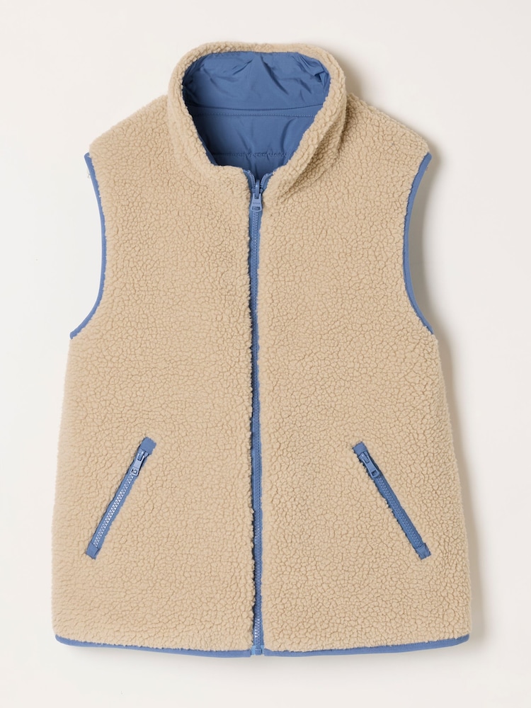 FatFace Luna Reversible Blue Colourblock Padded Borg Fleece Gilet - Image 9 of 9 FatFace Luna Reversible Blue Colourblock Padded Borg Fleece Gilet - Image 9 of 9