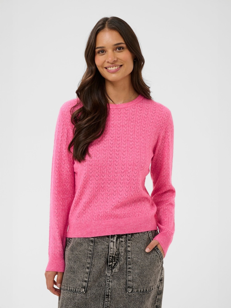 Kaffe Pink Lenia Long Sleeve Jumper - Image 1 of 5 Kaffe Pink Lenia Long Sleeve Jumper - Image 1 of 5