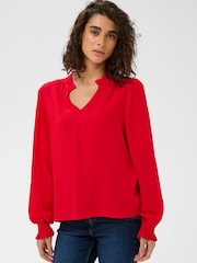 Kaffe Red KAelly Long Sleeve Blouse - Image 1 of 6