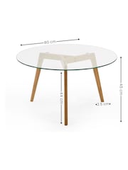 Julian Bowen Clear Glass Natural Oak Bryant Round Coffee Table - Image 5 of 6