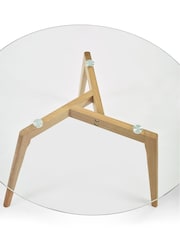 Julian Bowen Clear Glass Natural Oak Bryant Round Coffee Table - Image 6 of 6