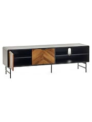 Julian Bowen Black and Natural Brown Wood Alvin TV Unit - Image 3 of 6