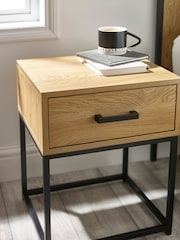 Julian Bowen Light Oak Effect Black Harlow 1 Drawer Bedside - Image 2 of 6