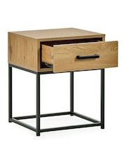 Julian Bowen Light Oak Effect Black Harlow 1 Drawer Bedside - Image 4 of 6