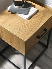 Julian Bowen Light Oak Effect Black Harlow 1 Drawer Bedside - Image 5 of 6