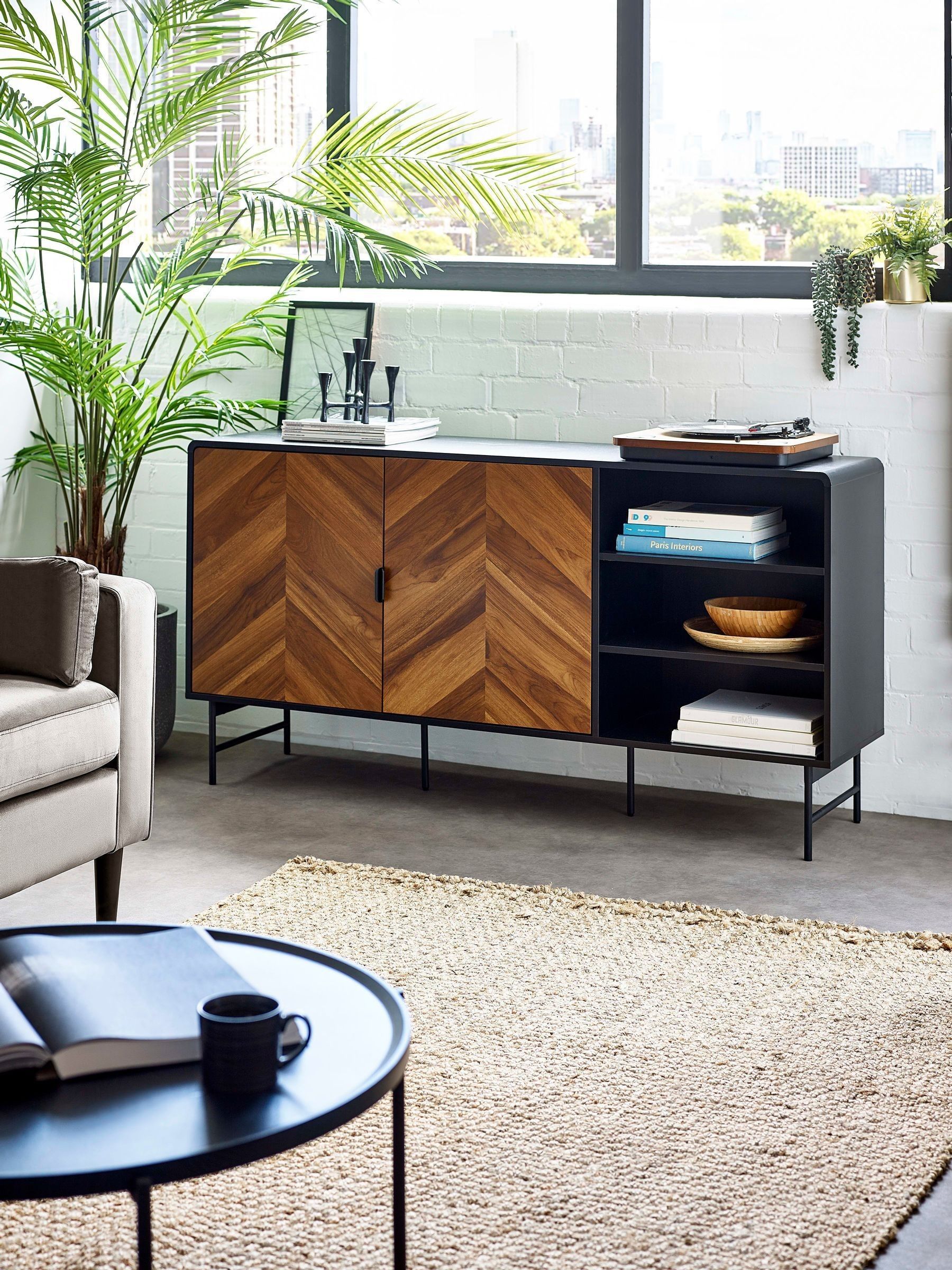 Julian Bowen Alvin Black And Natural Wood-Effect Sideboard - Image 4