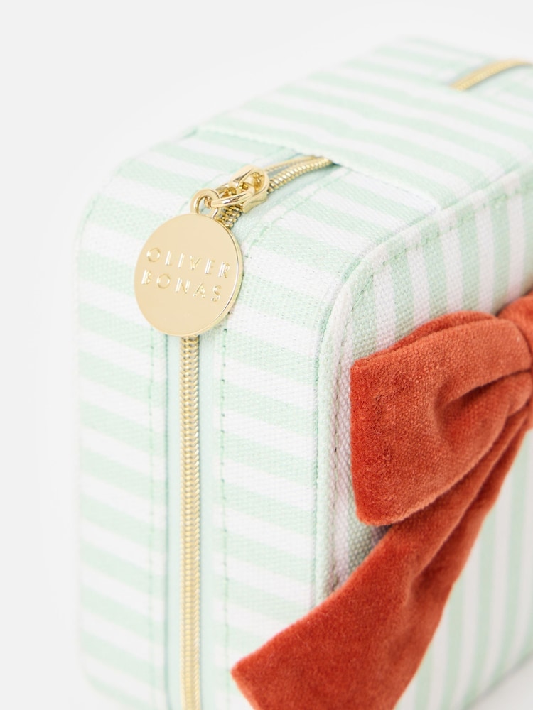 Oliver Bonas Orange and Green Bow Large Square Jewellery Box - Image 5 of 5 Oliver Bonas Orange and Green Bow Large Square Jewellery Box - Image 5 of 5