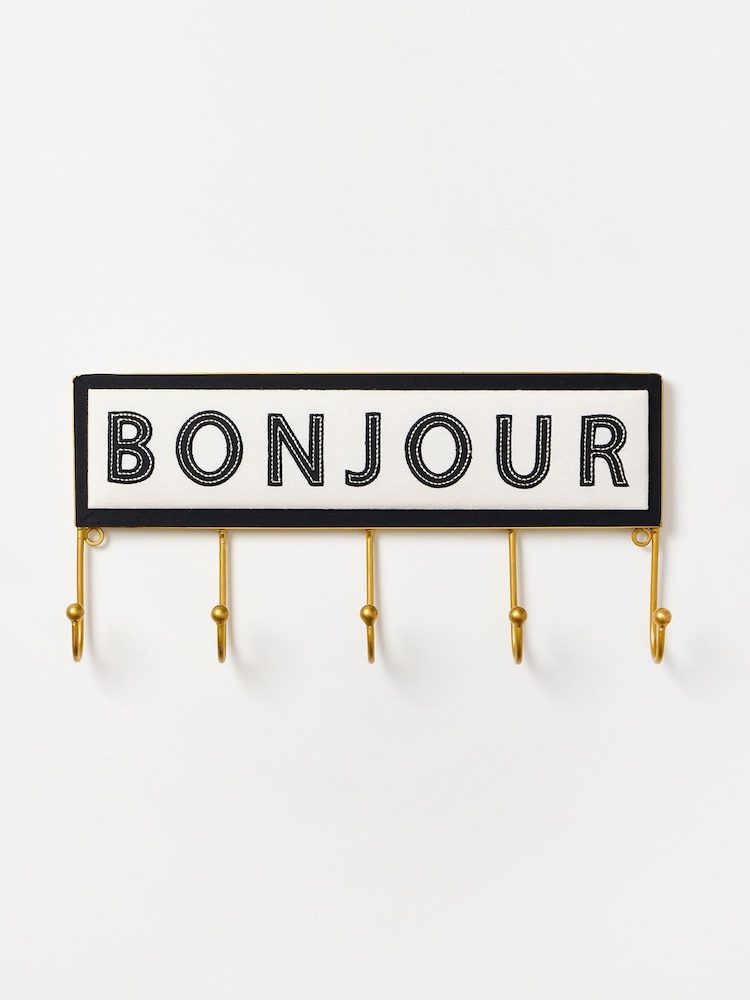 Oliver Bonas Multi Black & White Bonjour Wall Storage Hooks - Image 1 of 4 Oliver Bonas Multi Black & White Bonjour Wall Storage Hooks - Image 1 of 4