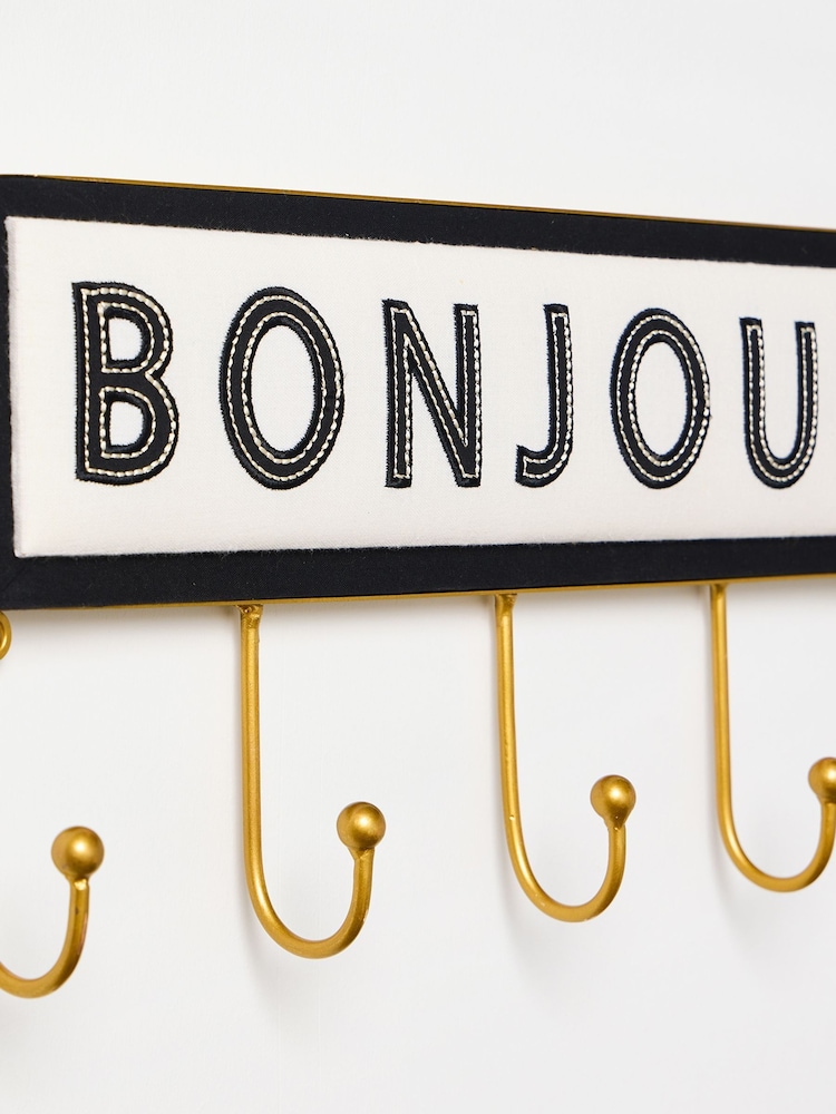 Oliver Bonas Multi Black & White Bonjour Wall Storage Hooks - Image 4 of 4 Oliver Bonas Multi Black & White Bonjour Wall Storage Hooks - Image 4 of 4