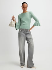 River Island Green Long Sleeve Frill Cuff Knitted Jumper - Image 2 of 4