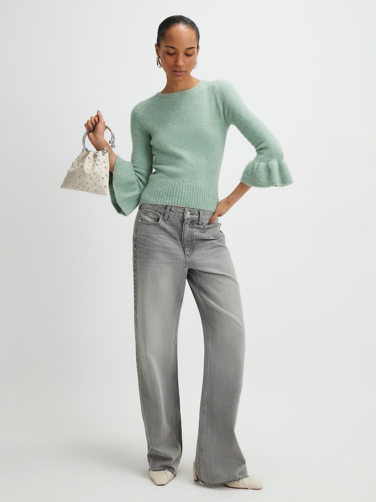 River Island Green Long Sleeve Frill Cuff Knitted Jumper - Image 2 of 4
