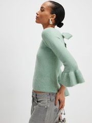 River Island Green Long Sleeve Frill Cuff Knitted Jumper - Image 3 of 4
