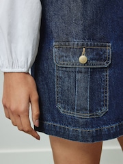 Dark Blue Pinafore Denim Mini Dress - Image 5 of 8