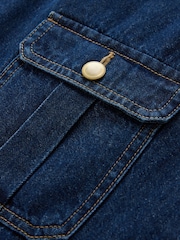 Dark Blue Pinafore Denim Mini Dress - Image 7 of 8
