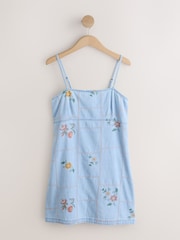 Bleach Blue Embroidered Denim Mini Dress - Image 1 of 3