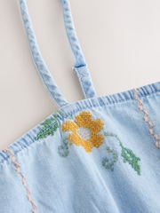 Bleach Blue Embroidered Denim Mini Dress - Image 2 of 3