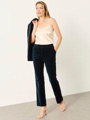 FatFace Teal Blue Mabel Velvet Tailored Trousers - Image 3 of 7