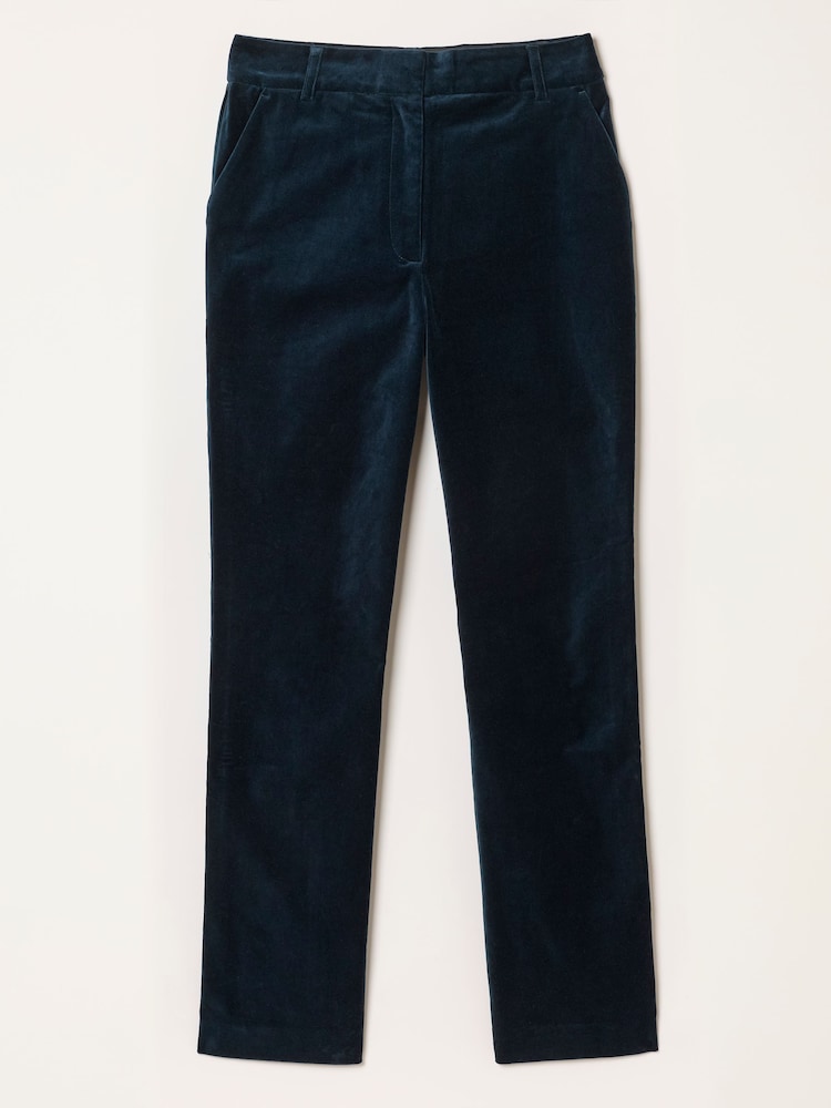 FatFace Teal Blue Mabel Velvet Tailored Trousers - Image 7 of 7