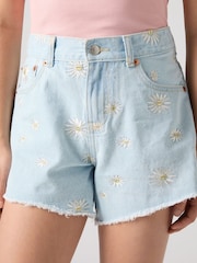 Levi's Blue Daisy High Waisted Adjustable Denim Shorts - Image 5 of 8